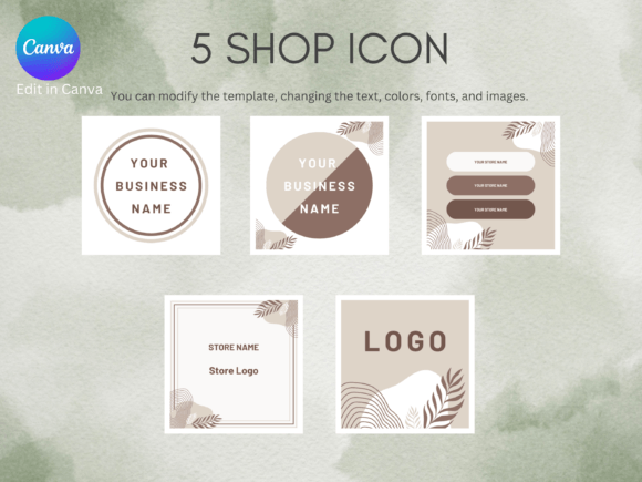 Boho Etsy Shop Icon Templates Canva: Your Brand's New Look