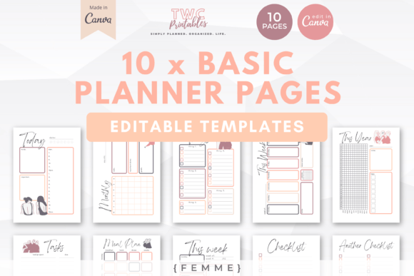 Canva Planner Templates | 10 Pages/FEMME