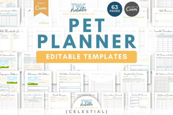 Pet Planner Canva Templates: CELESTIAL Edition